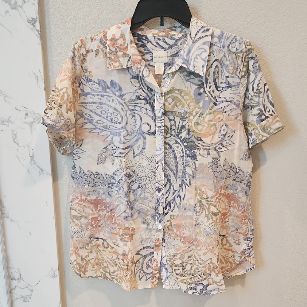 Chico's Multicolor Paisley Button Down Shirt